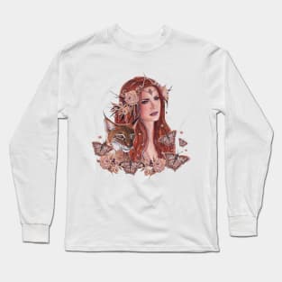 Freya goddess art with lynx by Renee Lavoie Long Sleeve T-Shirt